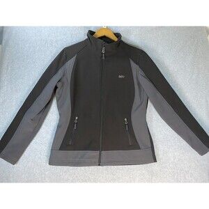 Minus Zero Jacket Women's M Black Gray Fleece Lined Stretch Mock Neck‎ Full Zip